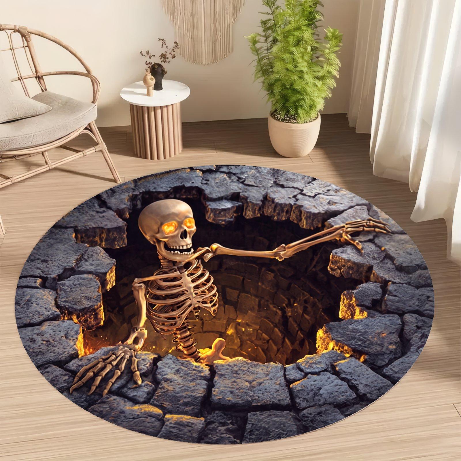 Halloween Skeleton Rug – Anti-Slip Indoor Mat (100/120cm)