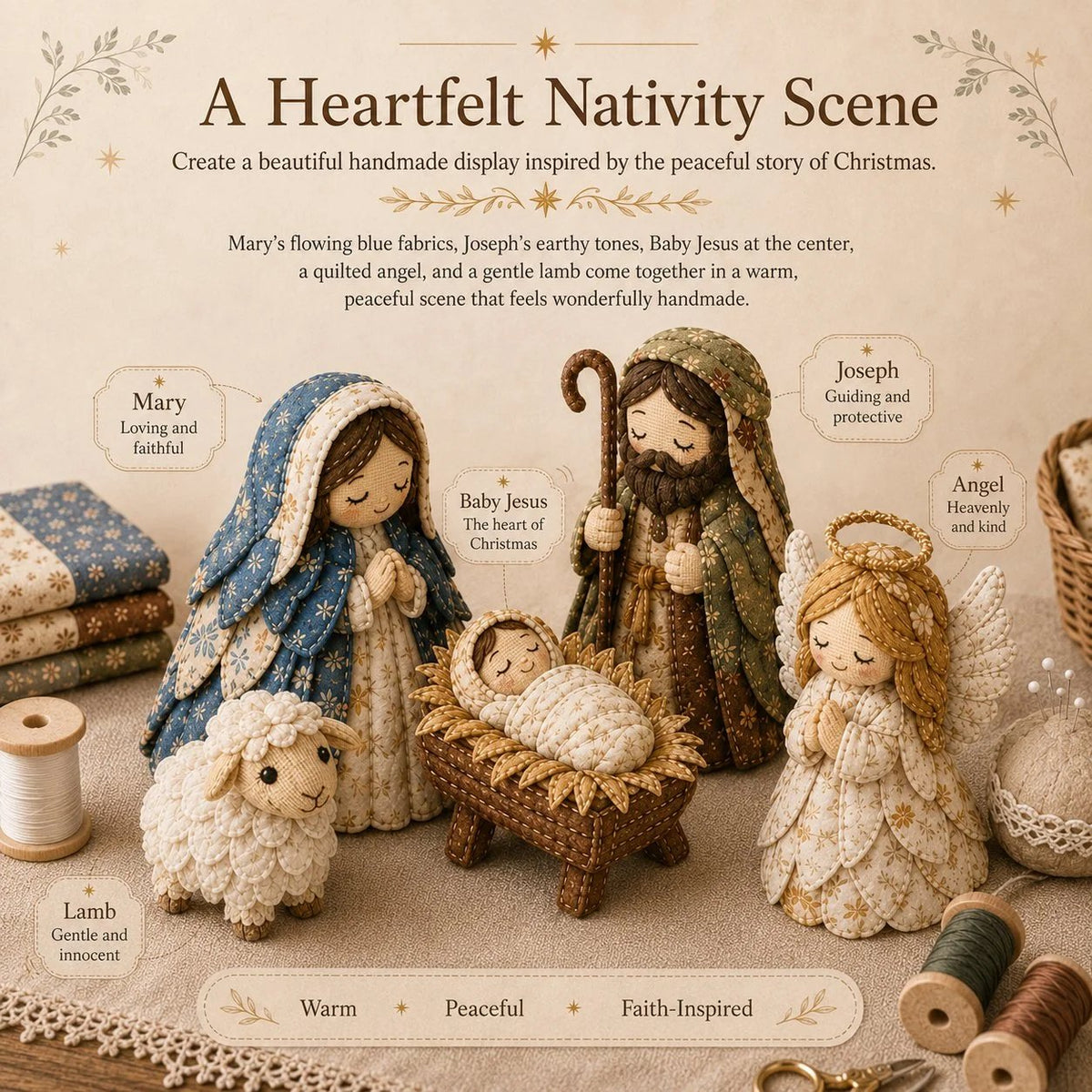 ✨ DIY Patchwork Nativity Scene Sewing Kit