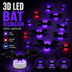 3D LED Bat Light Halloween Wall Decor – Glowing Spooky Party Ornaments (24-Piece Set)