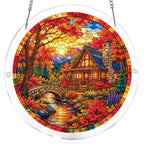 Autumn Cabin Glow Light Suncatcher-Acrylic Window Art