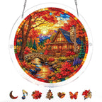 Autumn Cabin Glow Light Suncatcher-Acrylic Window Art