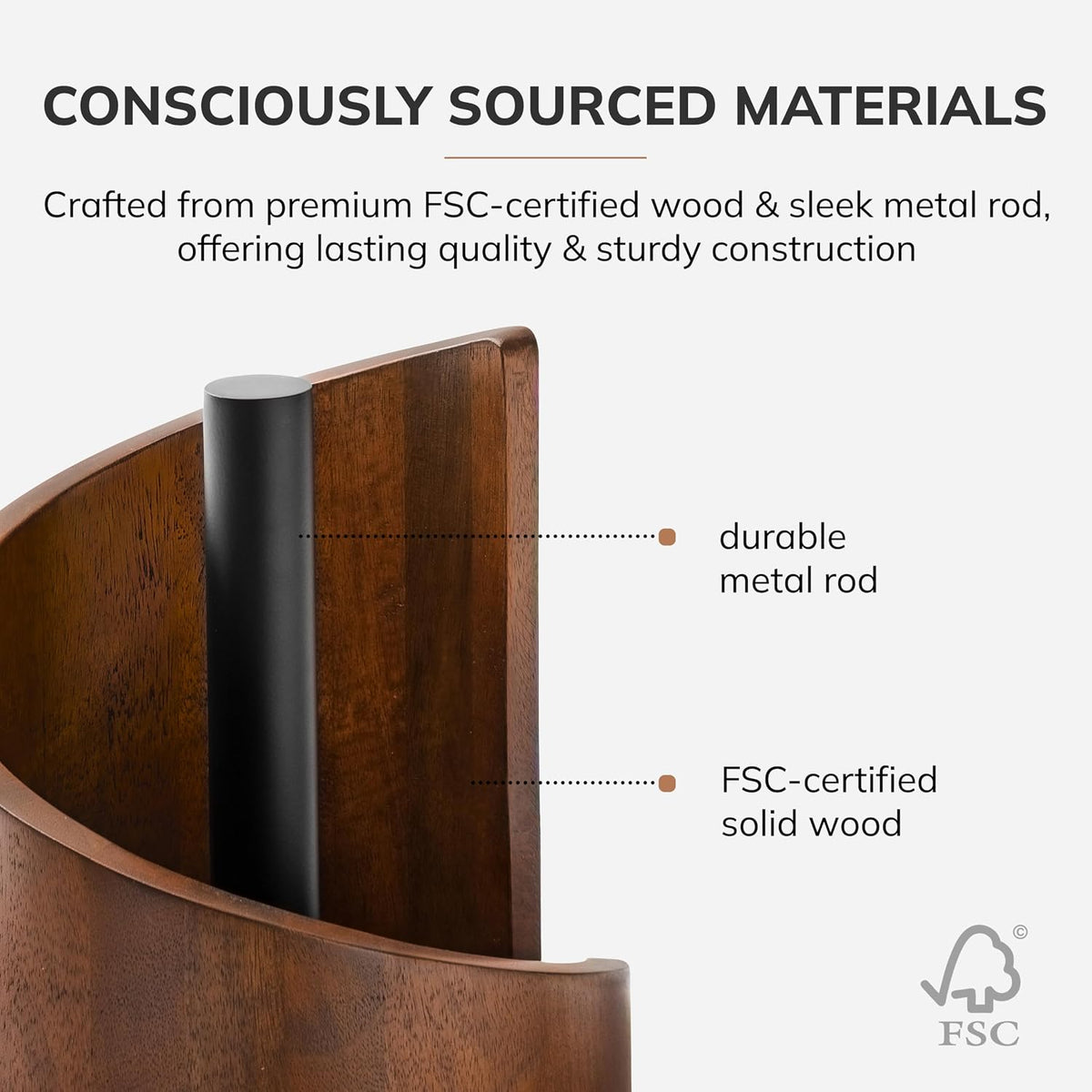 Modern Wood & Metal Paper Towel Holder