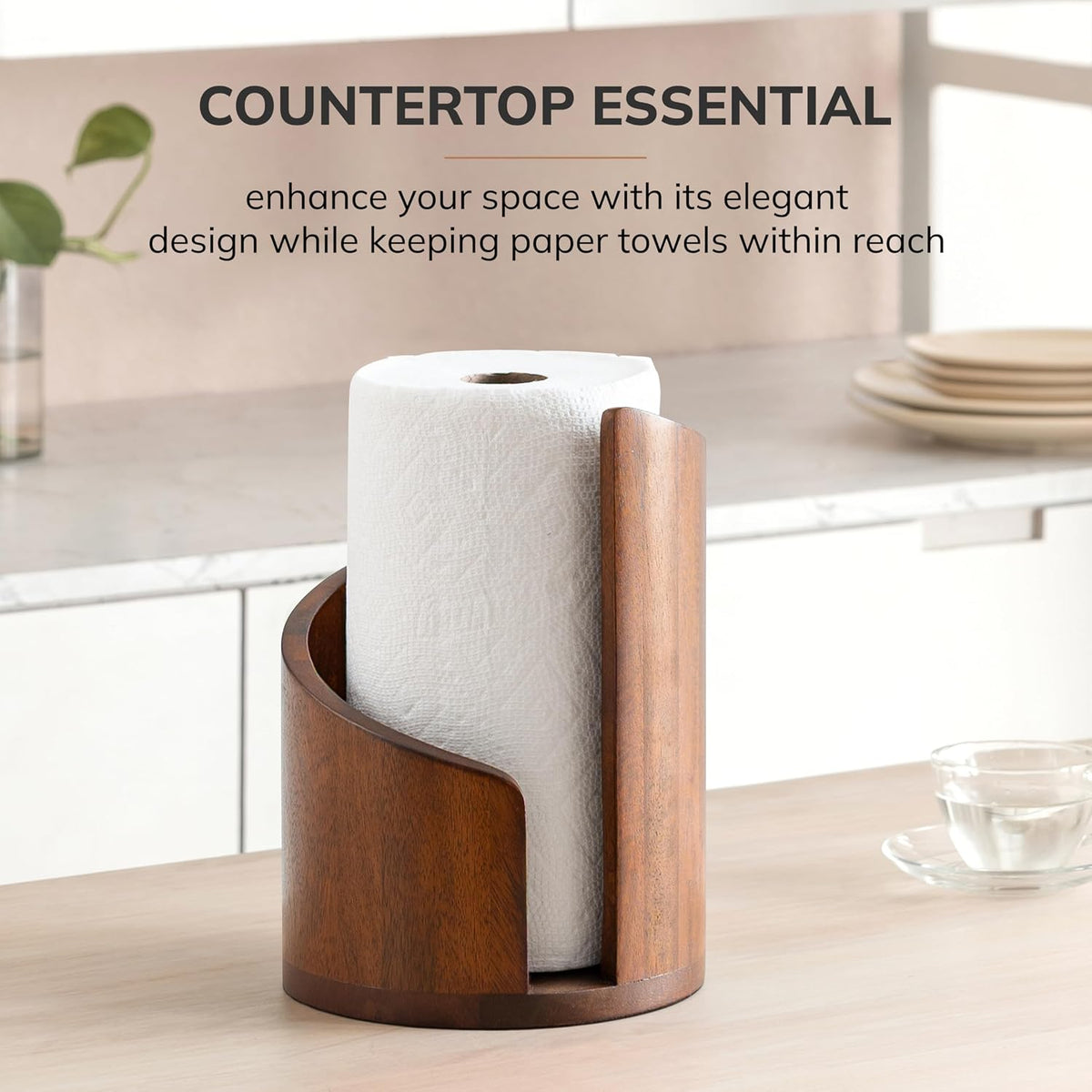 Modern Wood & Metal Paper Towel Holder