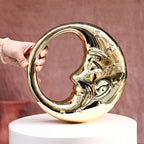 Sculptural Moon Face Clutch – Metallic Statement Evening Bag
