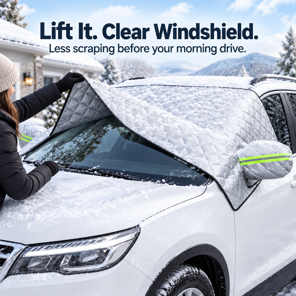 ❄️Quilted Windshield Snow Cover with Side Mirror Covers