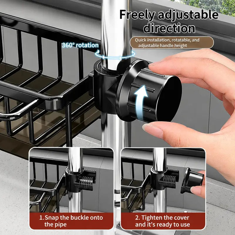 Faucet-Mounted Sink Organizer with Removable Drip Tray