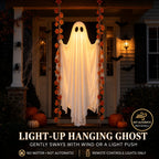 LED Light-Up Swinging Ghost Halloween Decor