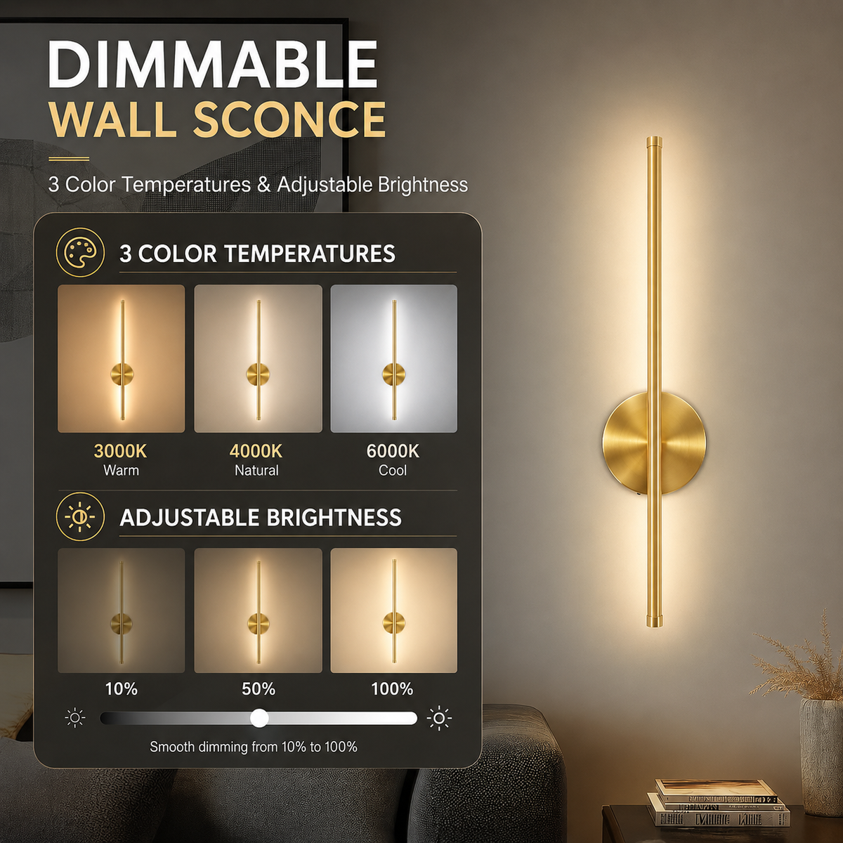 Rechargeable Cordless Wall Sconce with Remote Control