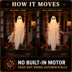 LED Light-Up Swinging Ghost Halloween Decor