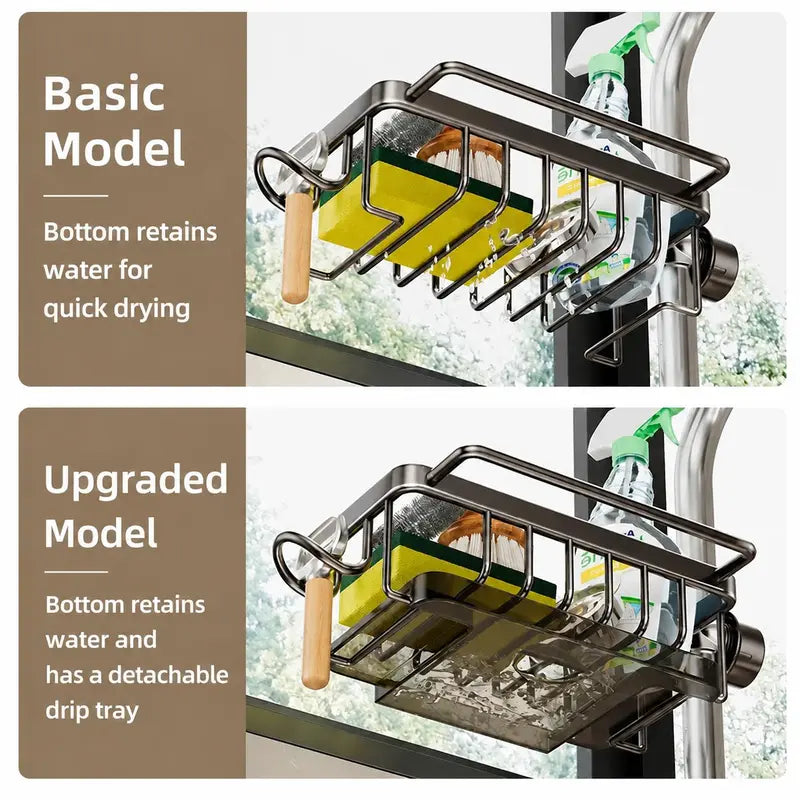 Faucet-Mounted Sink Organizer with Removable Drip Tray