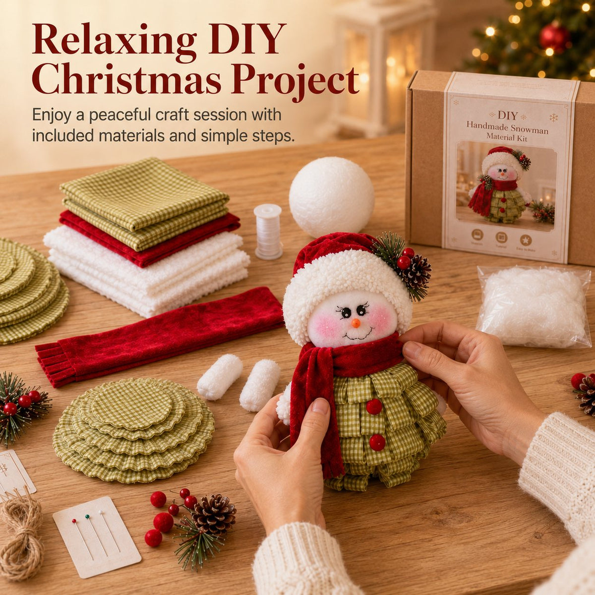 🔥 LAST DAY 49% OFF – ☃️ DIY Christmas Snowman Craft Kit | Layered Fabric Keepsake for Tabletop Display, Tree Hanging & Festive Bag Decor 🎄✨
