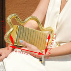 Luxury Women's Square Box Clutch with Woven Wave Handle