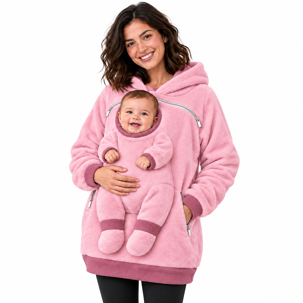 Cozy Baby Pouch Hoodie – Oversized Fleece Sweatshirt for Moms & Dads