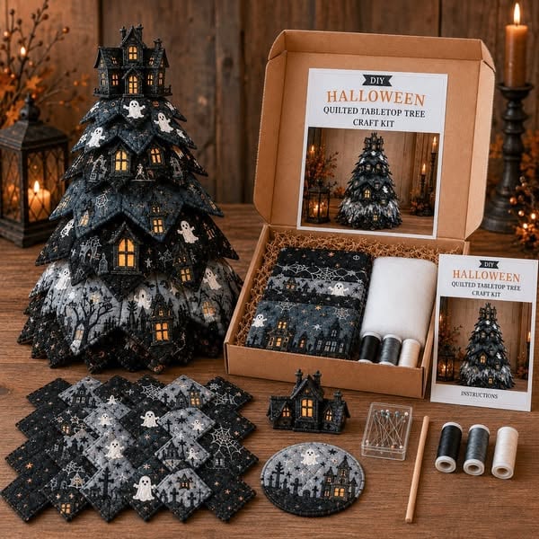 Witch's Magic - DIY Halloween Theme Quilted Fabric Tree Kit