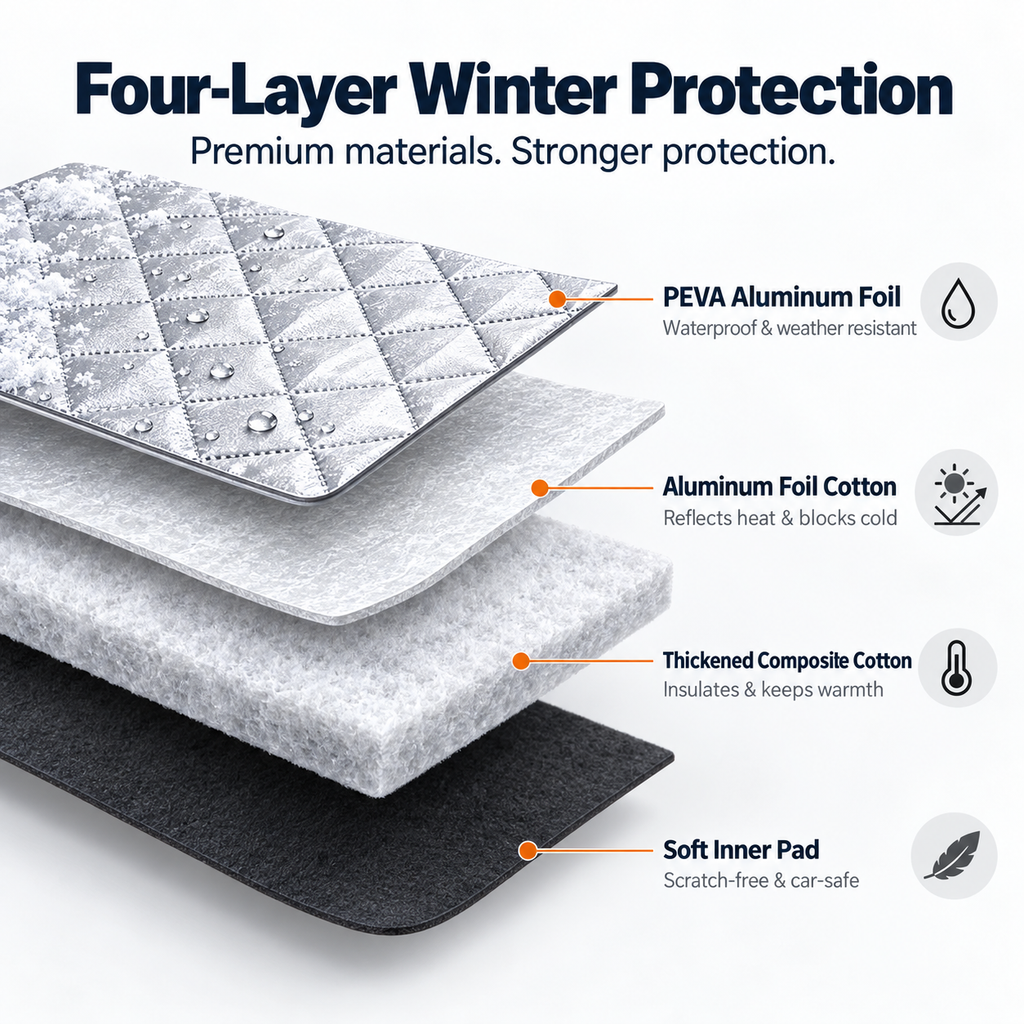 ❄️Quilted Windshield Snow Cover with Side Mirror Covers