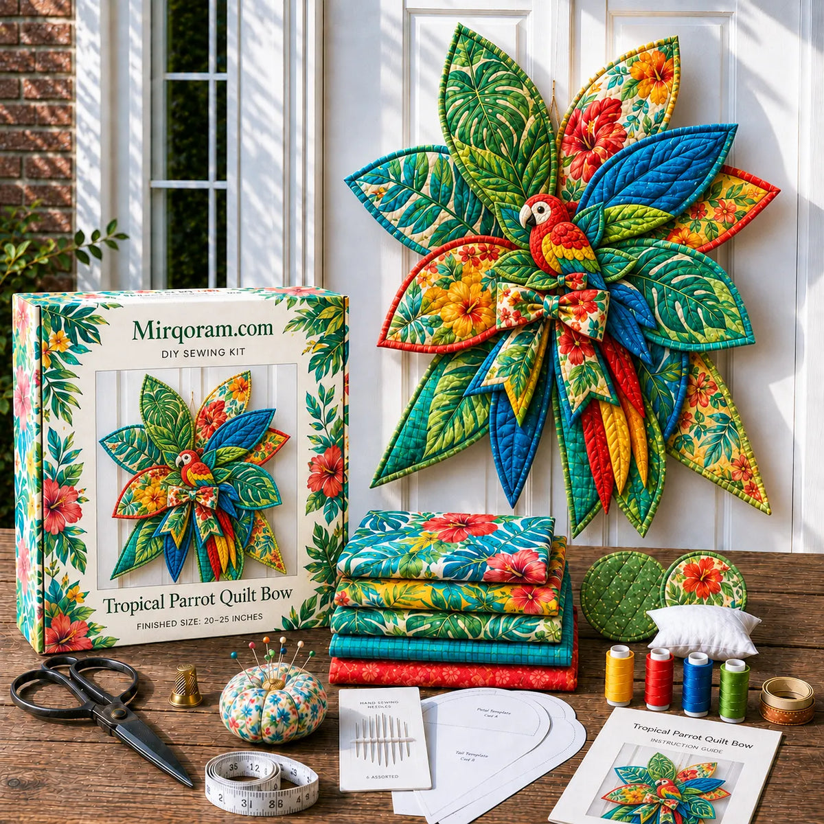 Tropical Parrot - Handmade Quilted Door Bow DIY Sewing Kit