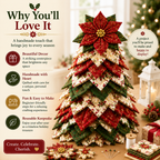 Poinsettia Holly DIY Quilted Santa Christmas Tree Kit