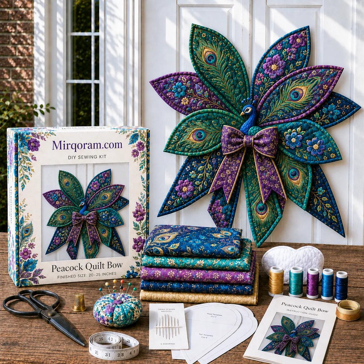 Peacock - Handmade Quilted Door Bow DIY Sewing Kit