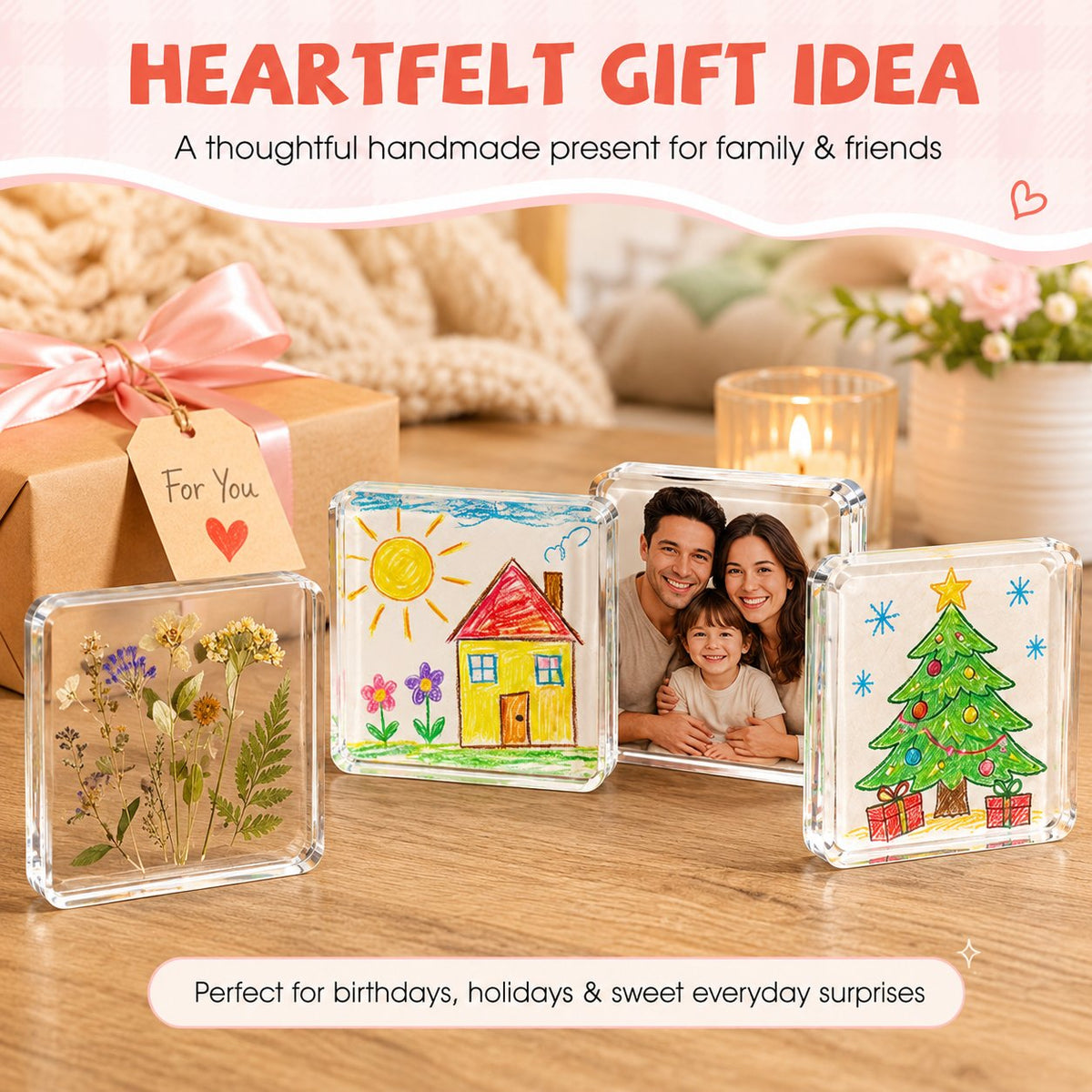 💕 DIY 3D Crystal Clear Acrylic Photo Fridge Magnet Kit – Create Personalized Memory Keepsakes 🎞✨