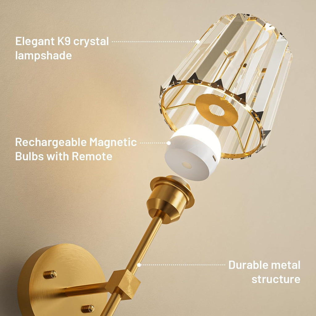 Dolovira Rechargeable Crystal Wall Sconce with Remote Control