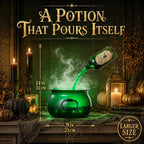 Large Translucent Witches Cauldron with Magic Floating Potion Bottles – LED Halloween Decor Centerpiece