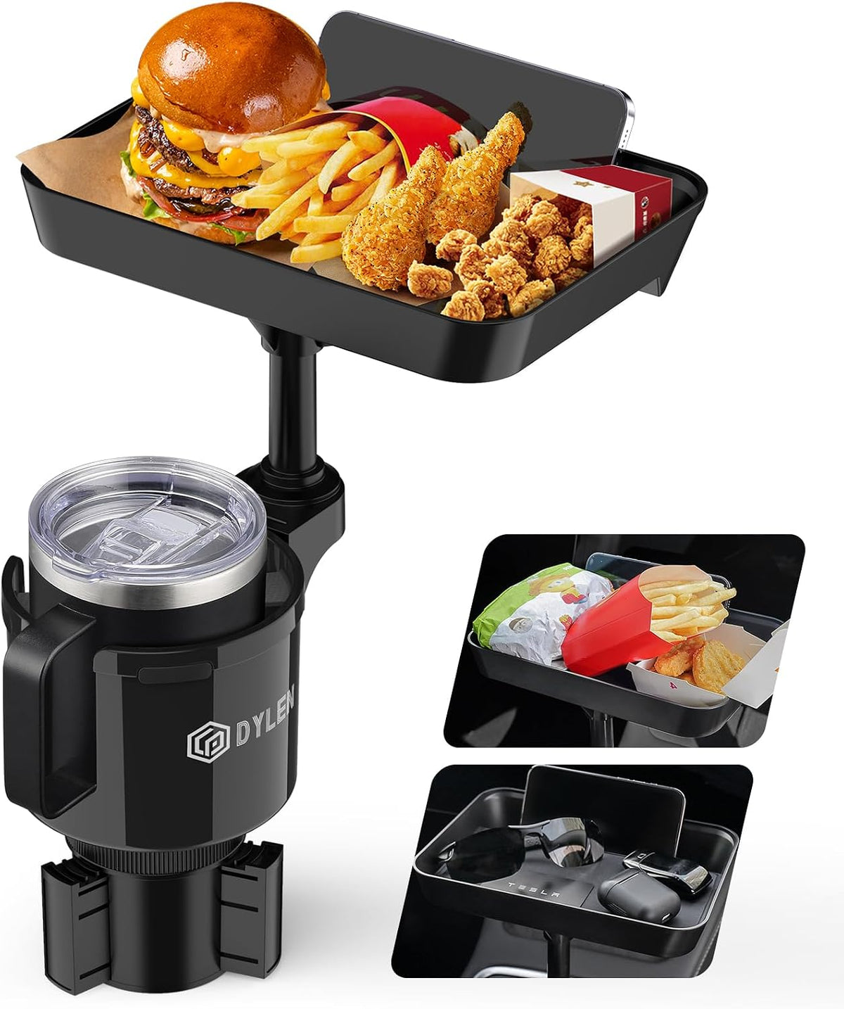 Car Cup Holder Tray with Detachable Food Tray – 2-in-1 Car Dining Table