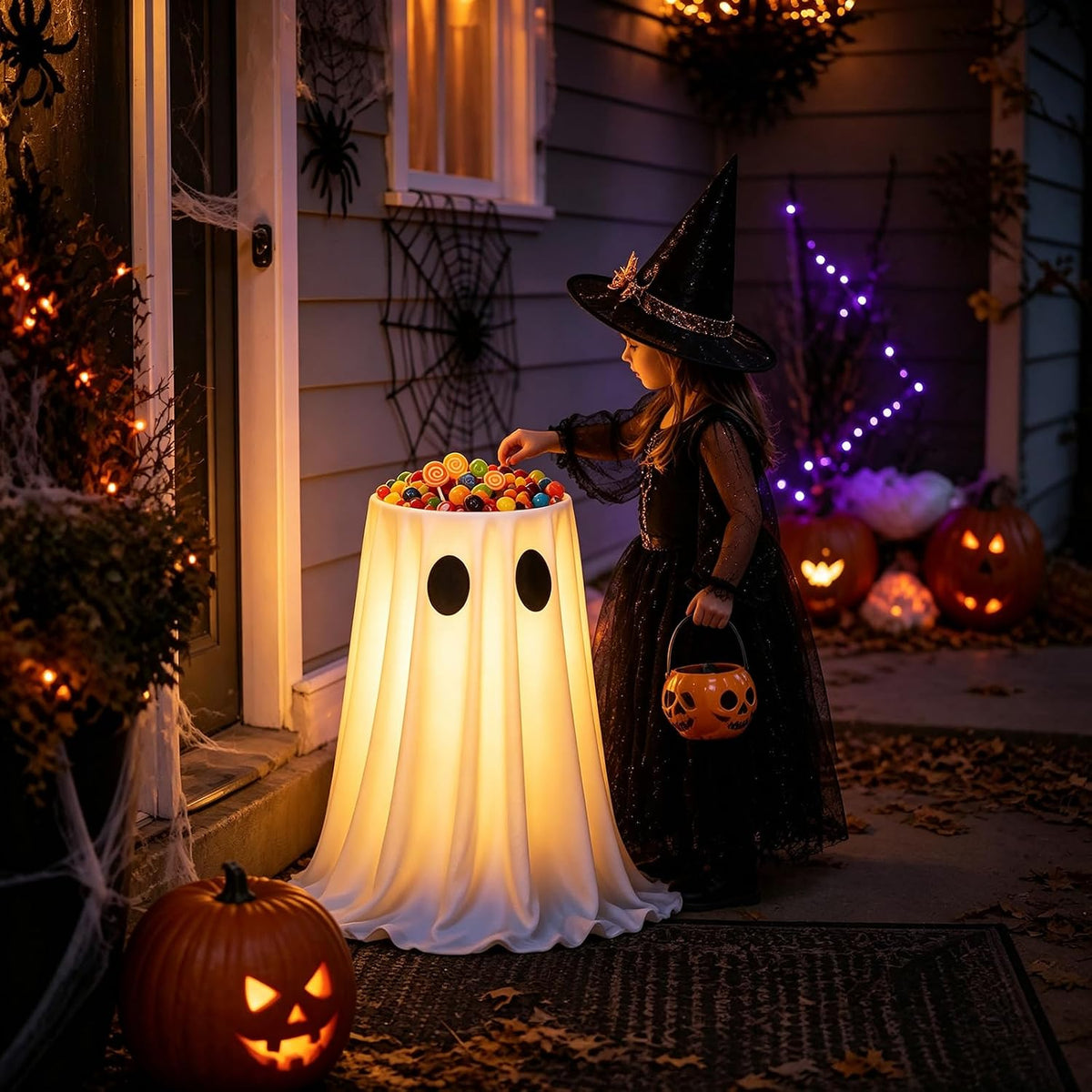 Dolovira Light-Up Halloween Ghost Candy Bowl