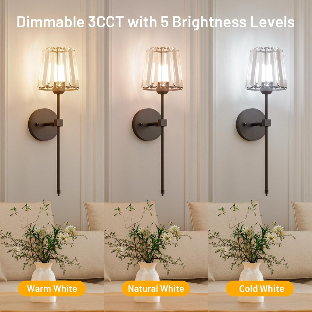 Dolovira Rechargeable Crystal Wall Sconce with Remote Control