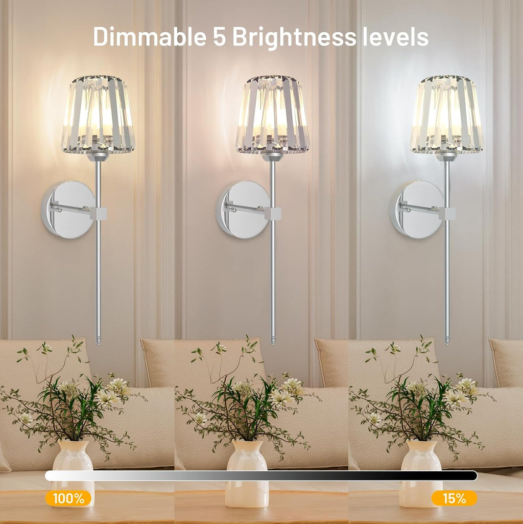 Dolovira Rechargeable Crystal Wall Sconce with Remote Control