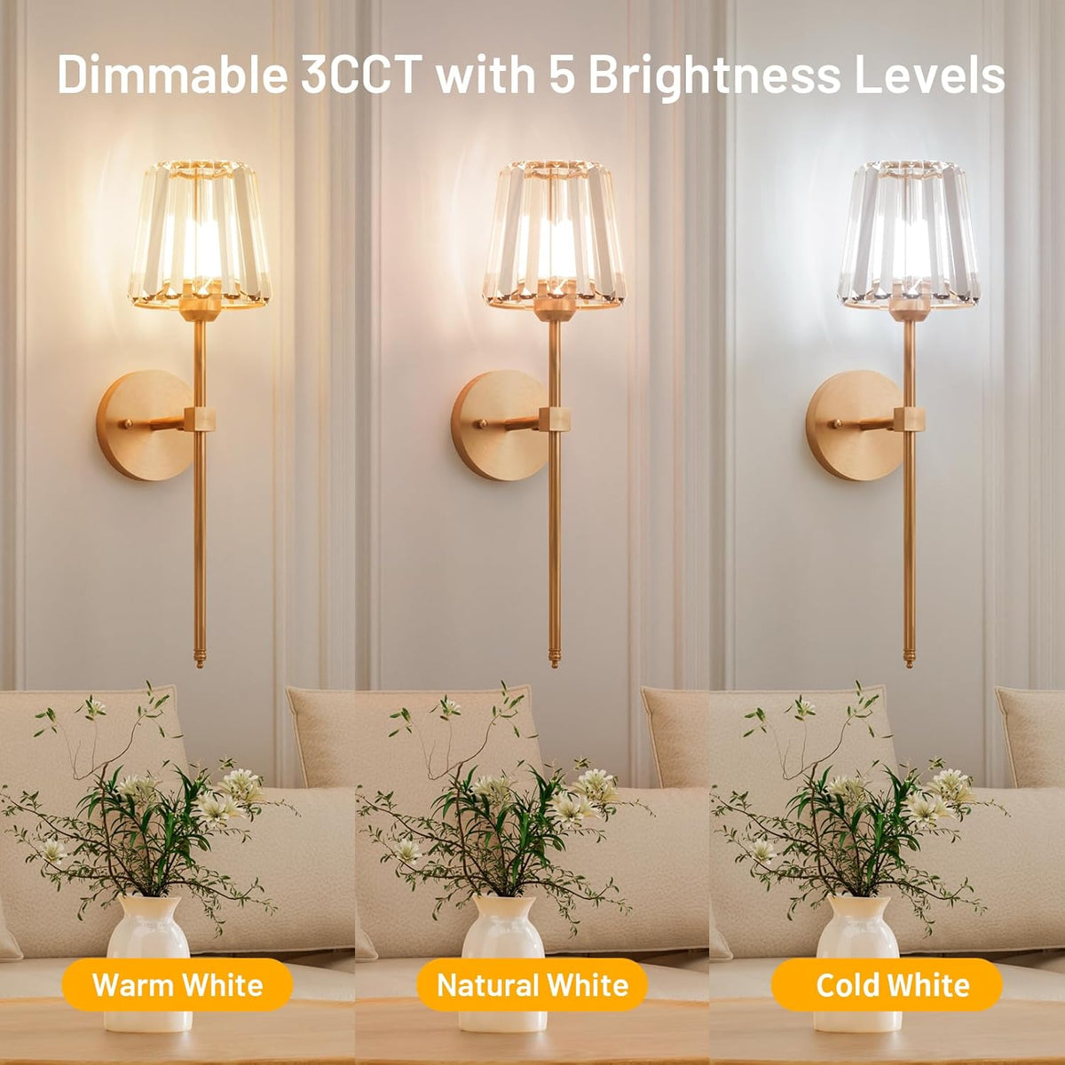 Dolovira Rechargeable Crystal Wall Sconce with Remote Control