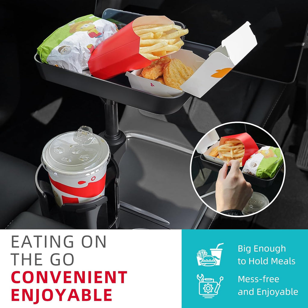 Car Cup Holder Tray with Detachable Food Tray – 2-in-1 Car Dining Table