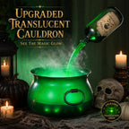 Large Translucent Witches Cauldron with Magic Floating Potion Bottles – LED Halloween Decor Centerpiece