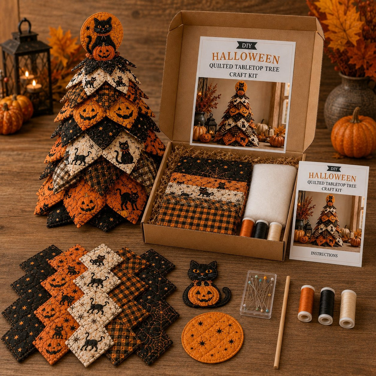 Special Offer - DIY Halloween Cat Quilted Fabric Tree Kit