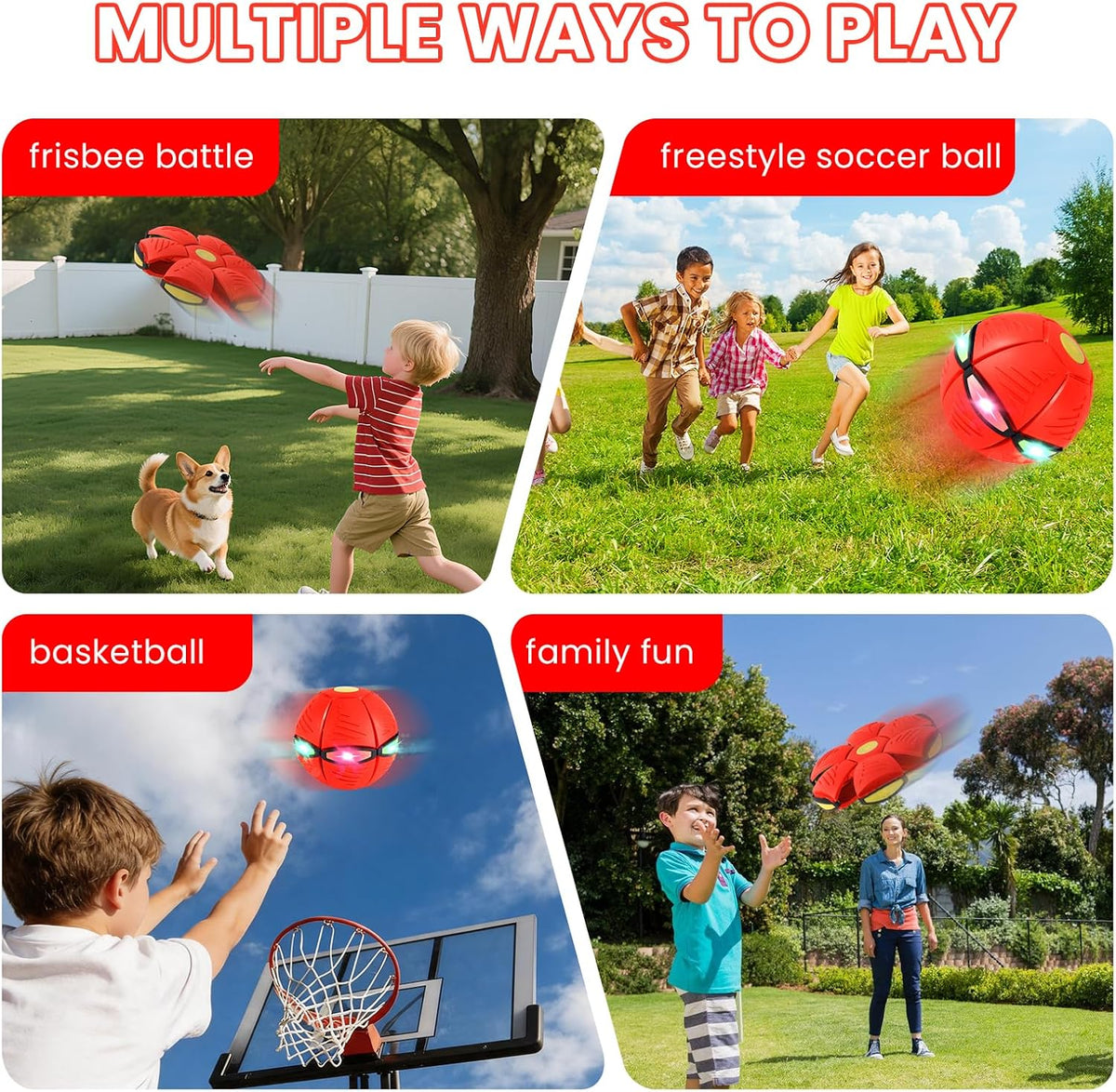 Magic Bouncing Ball – 6 LED Light-Up Transformable Toy for Kids & Dogs