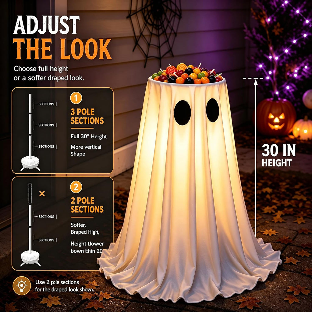 Dolovira Light-Up Halloween Ghost Candy Bowl
