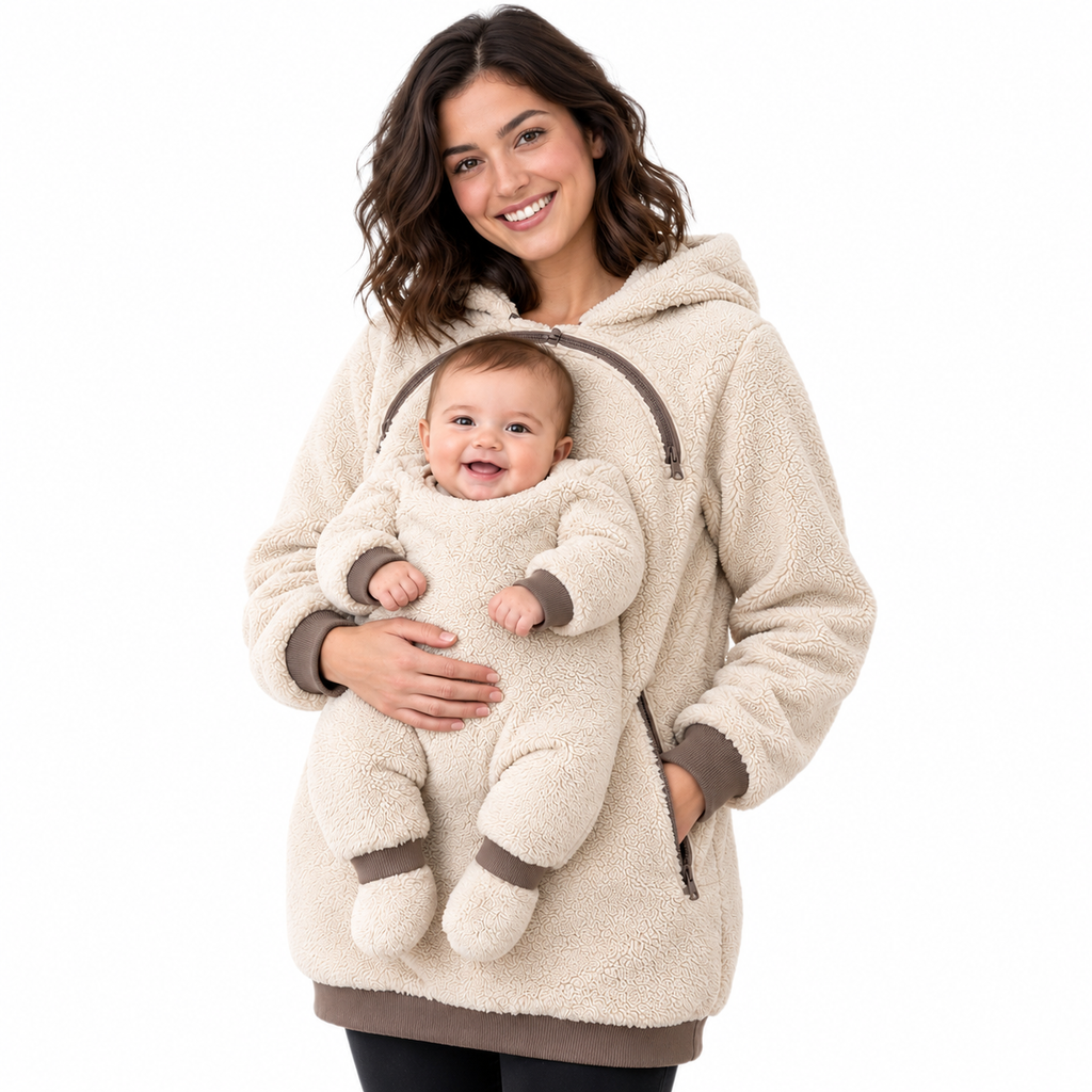 Cozy Baby Pouch Hoodie – Oversized Fleece Sweatshirt for Moms & Dads