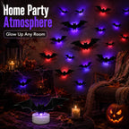 3D LED Bat Light Halloween Wall Decor – Glowing Spooky Party Ornaments (24-Piece Set)