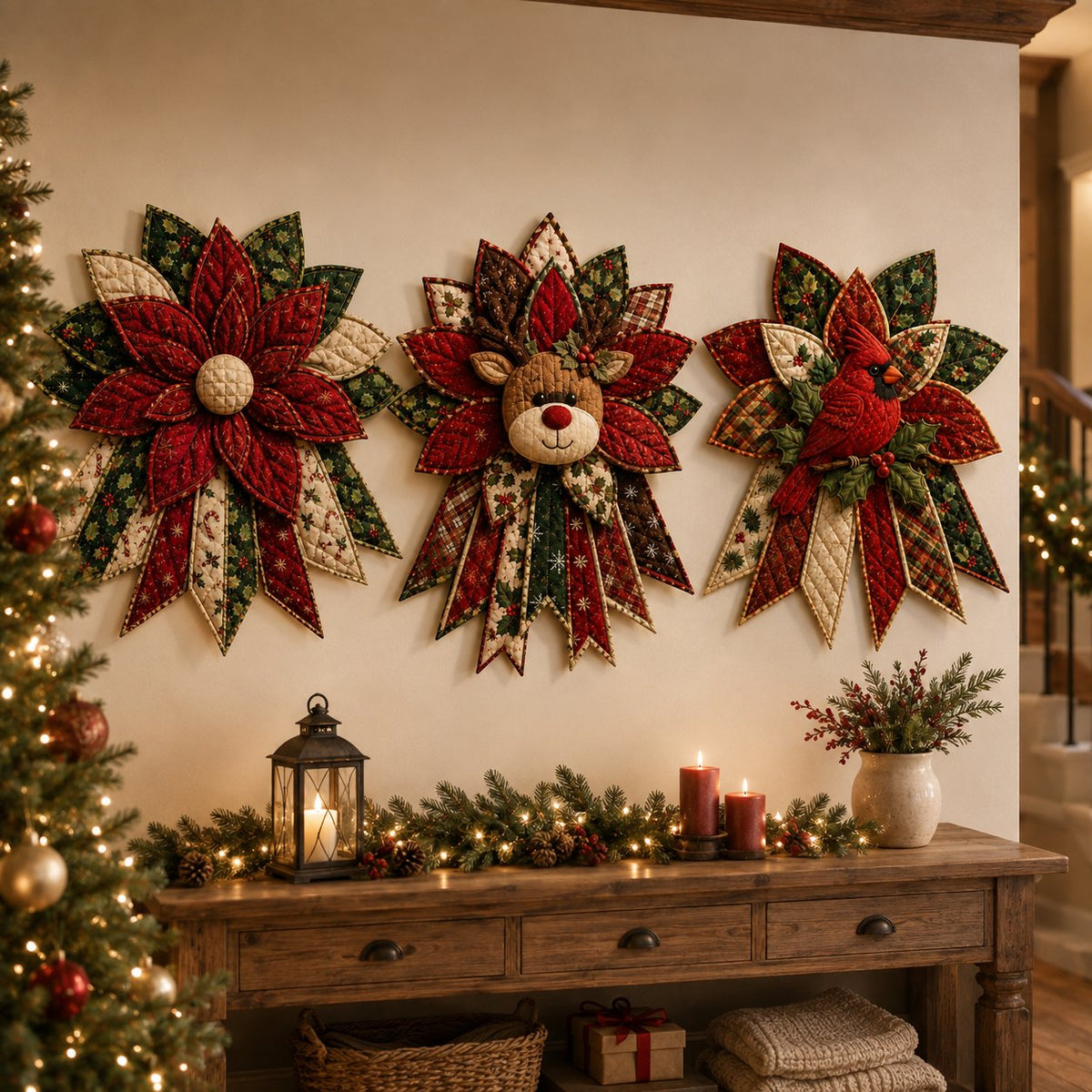 Holly Reindeer Delight - Oversized Christmas Character Quilted Door Hanger Sewing Kit