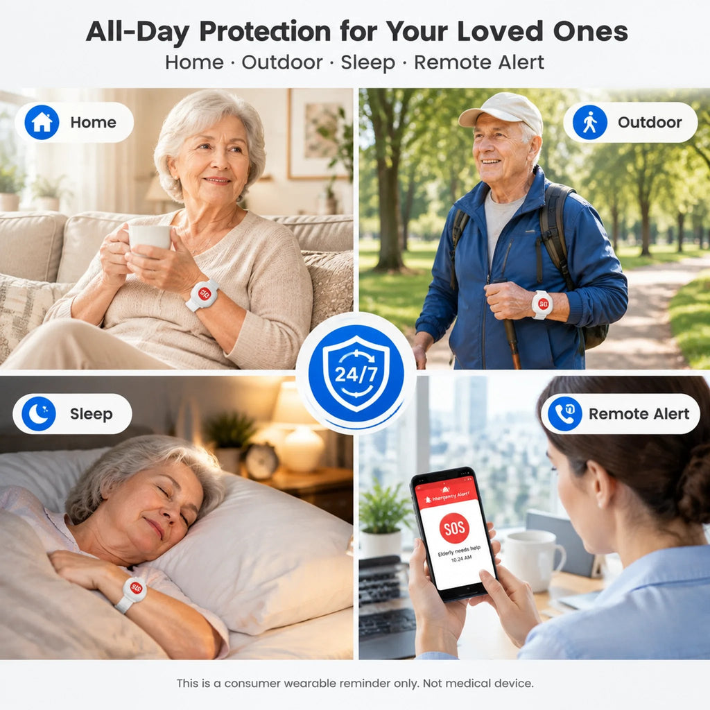 SOS Emergency Alert Wristband for Seniors – One-Touch Help Button