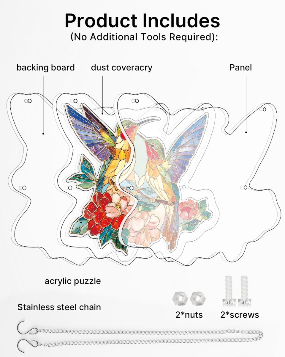 Acrylic Jigsaw Puzzle Suncatcher - Two Birds of Spring