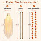 LED Light-Up Swinging Ghost Halloween Decor