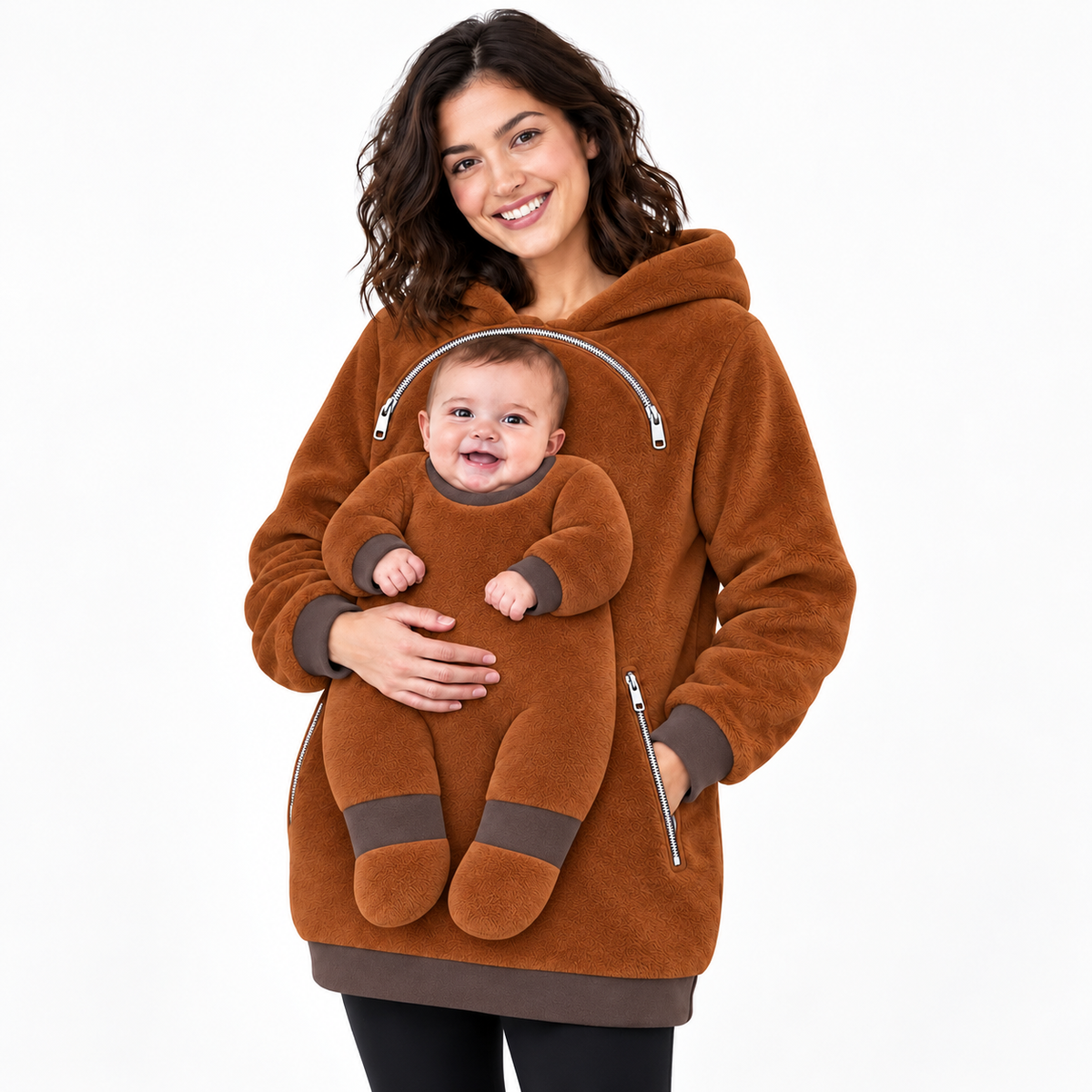 Cozy Baby Pouch Hoodie – Oversized Fleece Sweatshirt for Moms & Dads