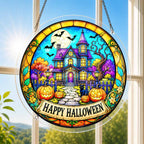 Acrylic Jigsaw Puzzle Suncatcher - Pumpkin Manor