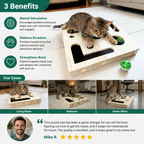 Interactive Wooden Cat Puzzle Box – Scratch, Hide & Treat Enrichment Toy