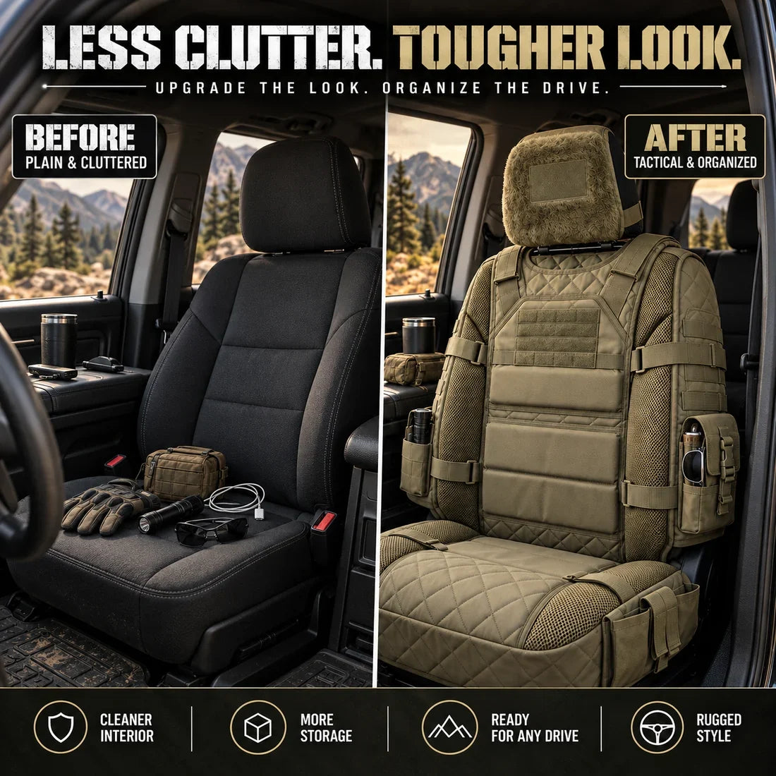 Tactical Truck Seat Cover – Rugged Protection & Smart Storage