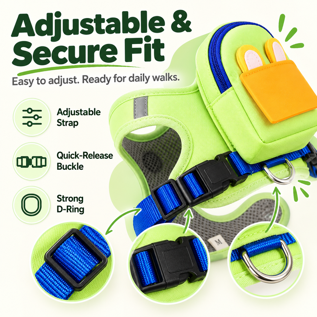 Dolovira ✨ Breathable Backpack Dog Harness + FREE Leash