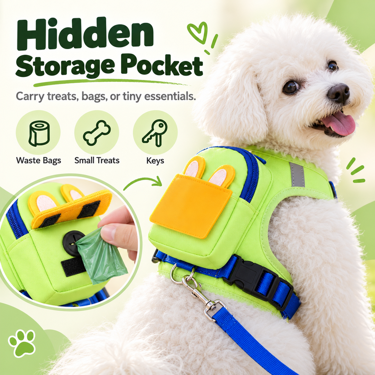 Dolovira ✨ Breathable Backpack Dog Harness + FREE Leash