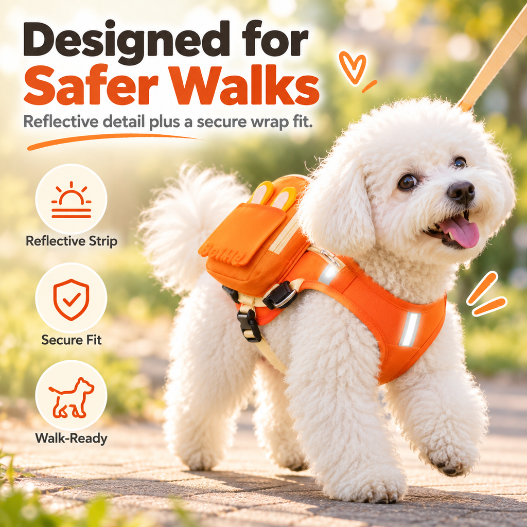 Dolovira ✨ Breathable Backpack Dog Harness + FREE Leash