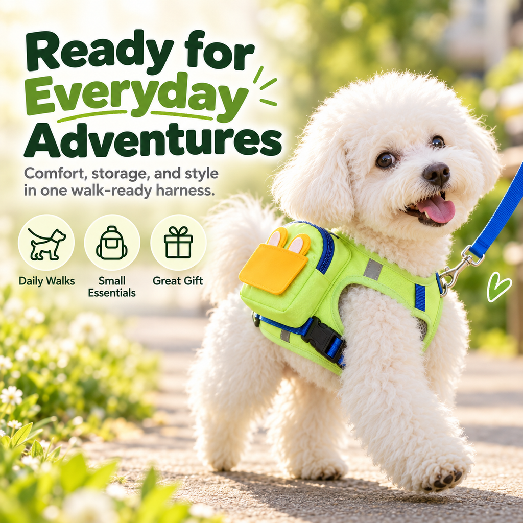 Dolovira ✨ Breathable Backpack Dog Harness + FREE Leash