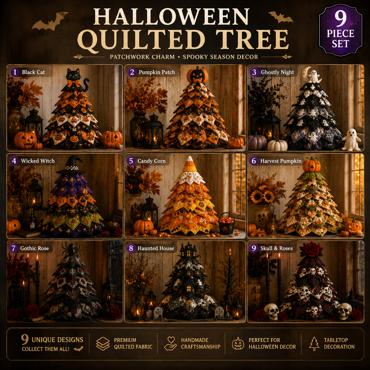 Special Offer - DIY Halloween Cat Quilted Fabric Tree Kit
